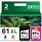 61XL Ink Cartridge Black and Color Combo Pack Replacement for HP Ink 61 XL