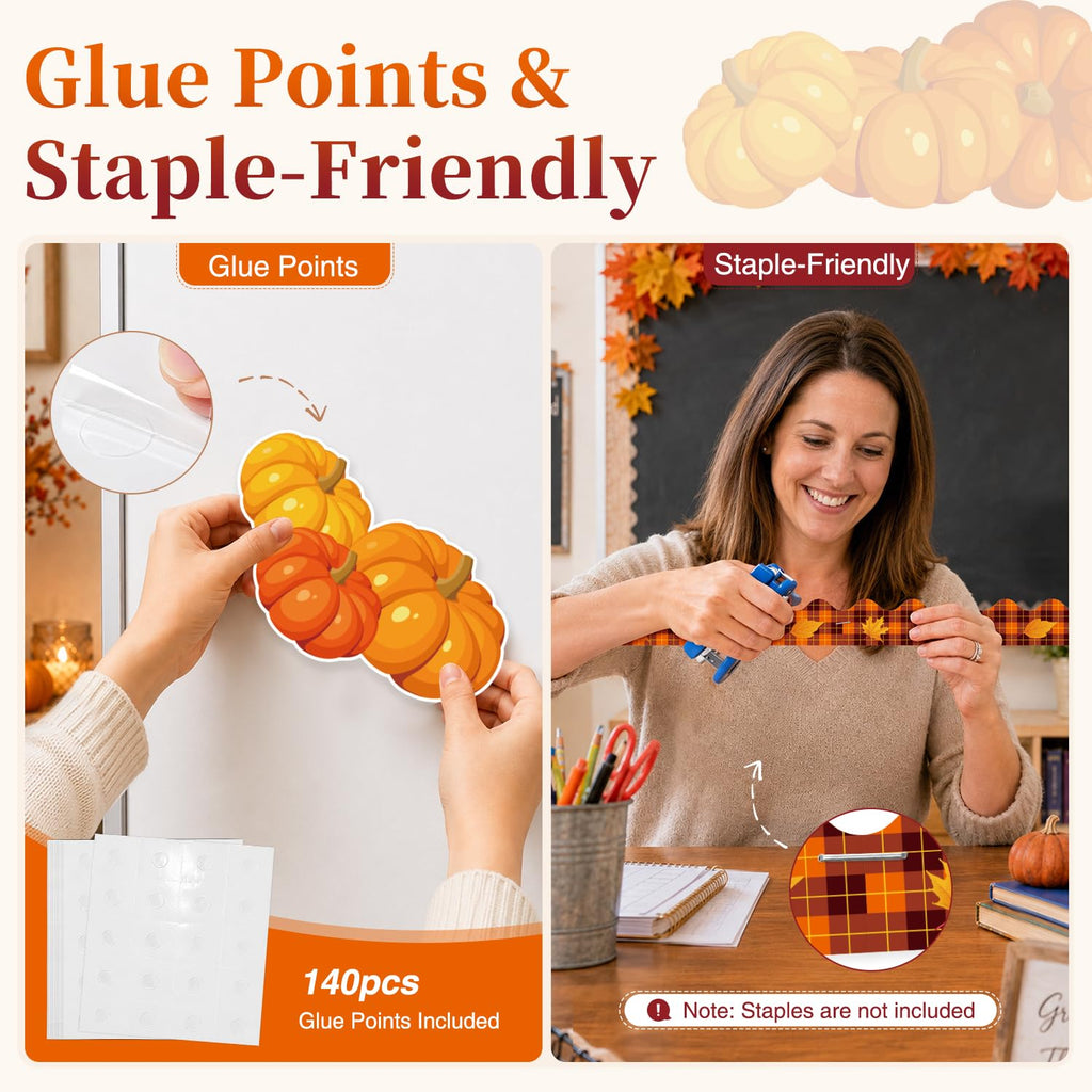 Fall Bulletin Board Decorations, 63 Pcs Pumpkin Classroom Set