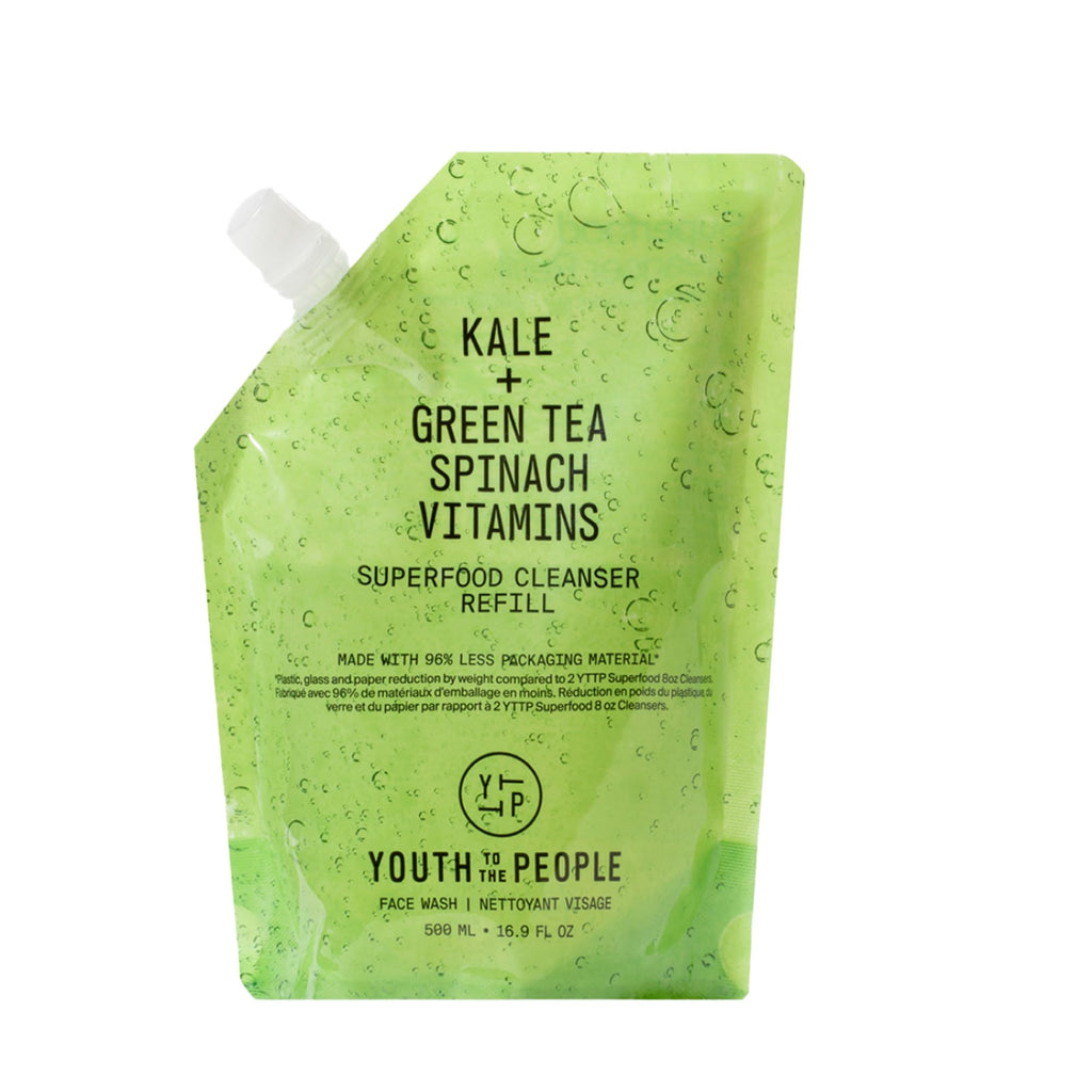 Buy now Youth To The People Superfood Facial Cleanser - Kale + Green Tea Daily Face Wash, Gentle Makeup Remover, with Soothing Antioxidants for Glowing Skin, pH Balance, Clean Pores, Sulfate-free, Refillable at indiglob india