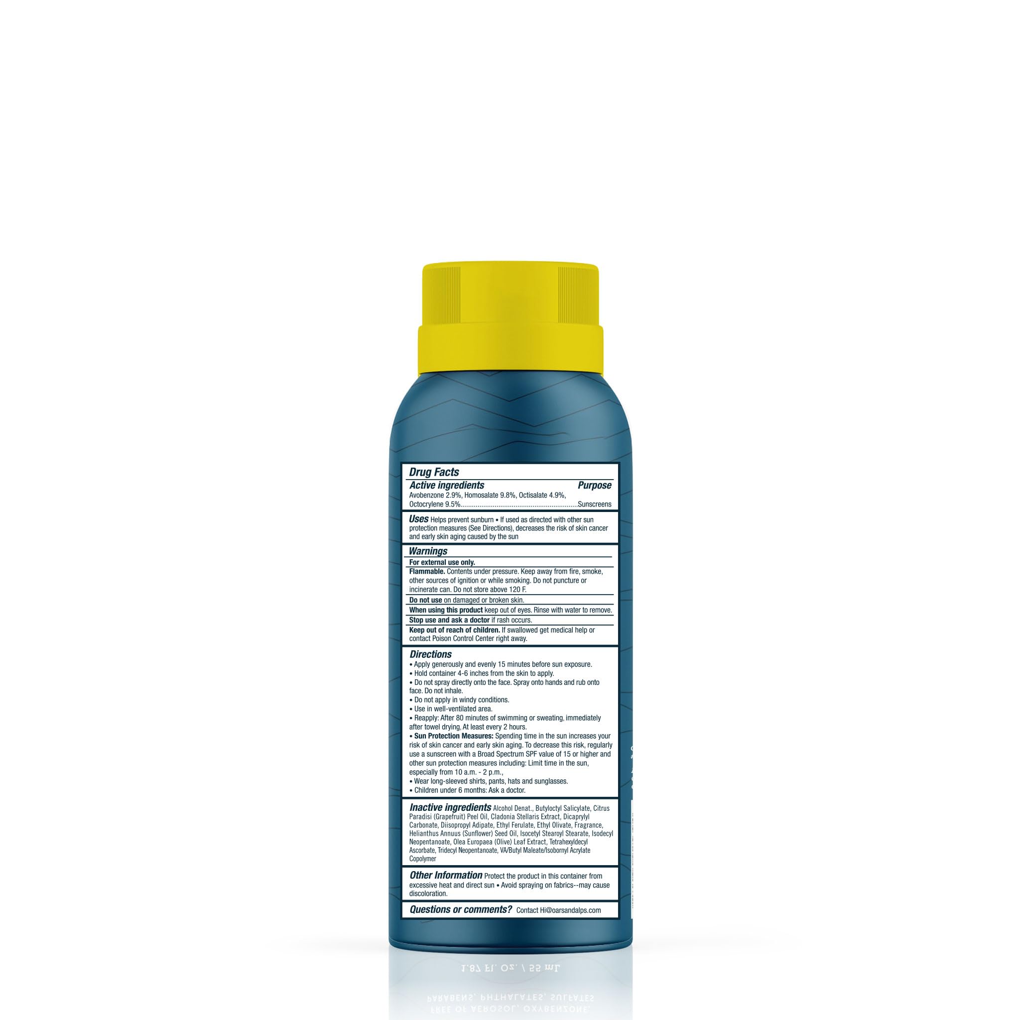 Oars + Alps SPF 50 Face & Body Broad Spectrum Sunscreen Spray | Fast-Absorbing, Lightweight, Non-Greasy, Hawaii Reef Act 104 Compliant, Water-Resistant, Octinoxate + Oxybenzone Free