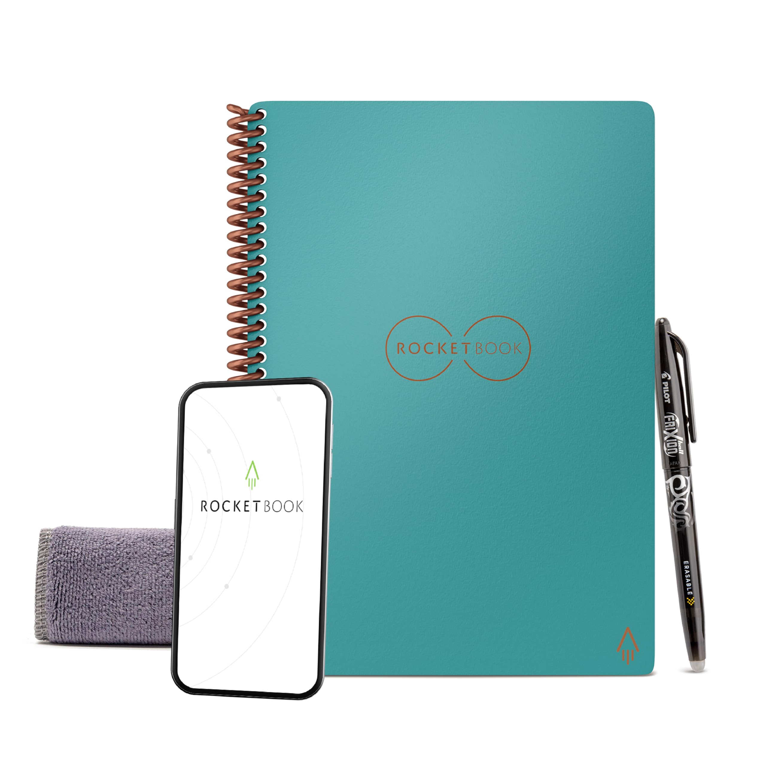 Buy now Rocketbook Core Reusable Spiral Notebook, Letter Size 8.5x11, Black - Dotted Pages, App-Connected, Erasable, Durable Cover, Ideal for School, Work, and Creative Projects Classic Executive Teal at indiglob india
