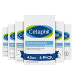 Cetaphil Gentle Cleansing Bar Soap, Sensitive & Dry Skin, 4.5oz, 6ct | Fragrance-Free, Dermatologist Recommended, Non-Comedogenic, Nourishes Dry Sensitive Skin, Face And Body, Bulk 6-Pack Value