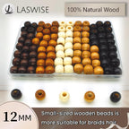 95 Pcs Wood Hair Beads for Braids & Dreadlocks, 12X11mm Natural Wooden Beads Hair Accessories for Braiding & DIY Crafts