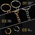 Teenitor 120 Pcs Key Chain Rings, Split Key Ring with Keychain Chain & Small Jump Ring, 60 Sets Key Chain Making Kit Metal Key Rings for Crafts, DIY Keychains, Silver & Gold