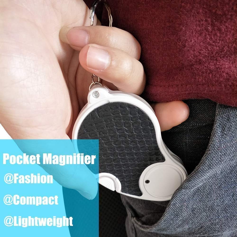 TECHSHARE Magnifying Glass with Light, Lighted Magnifying Glass, Handheld Pocket Magnifier Small Illuminated Folding Hand Held Lighted Magnifier for Reading Coins Hobby Travel - 45 Mm Diameter