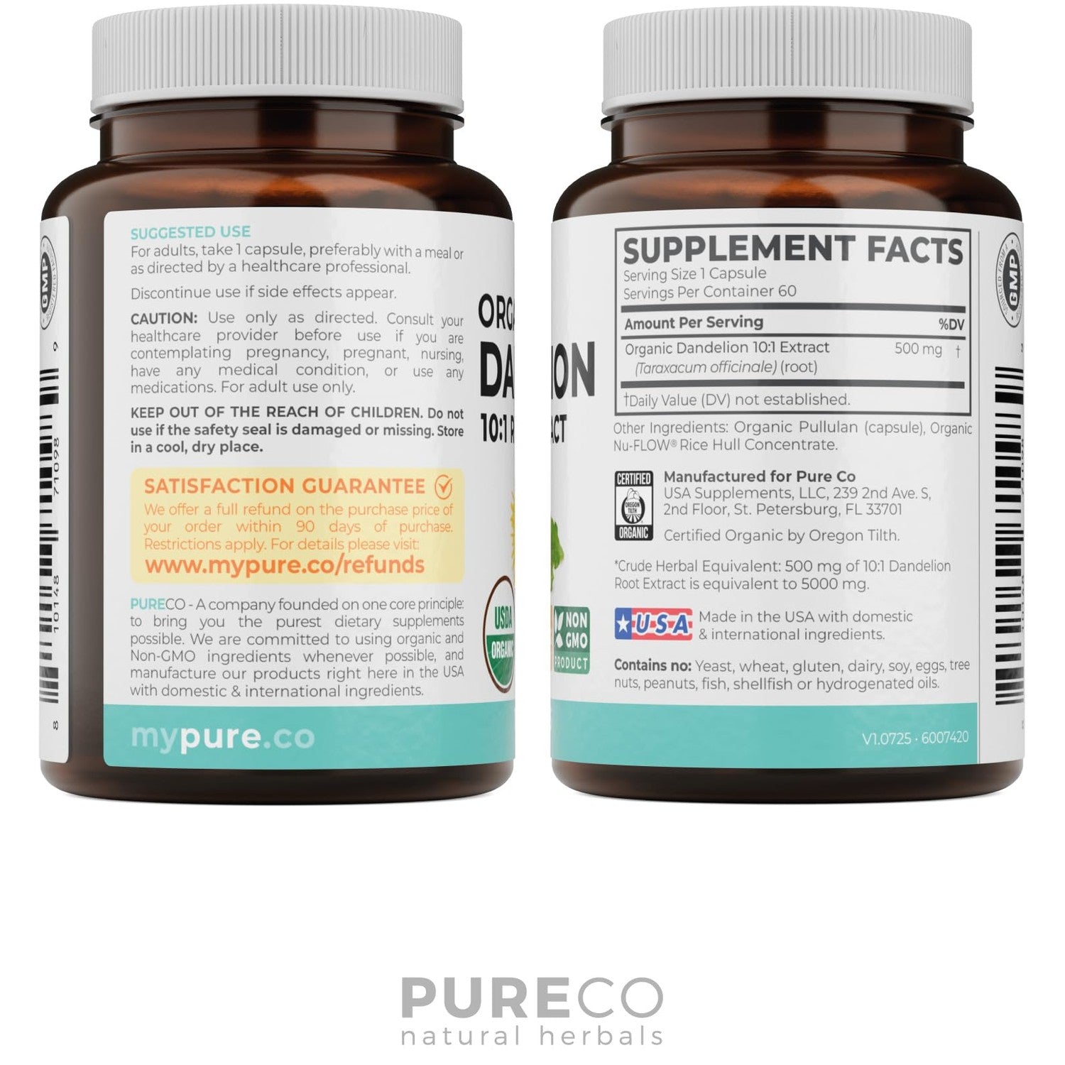 USDA Organic Dandelion Root Extract - High Potency 10:1 Dandelion Root Supplement with 5000mg Herbal Equivalent Strength for Liver Cleanse Detox & Repair Support - Vegan & Non-GMO (2 Month Supply)