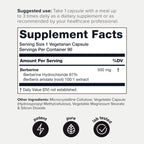 Toniiq NSF Certified Ultra High Strength Berberine HCl from The Himalayas | 100:1 Concentrated Extract - Lab-Tested 97% Berberine HCl - 90 Vegetarian Capsules, 500 mg per Capsule