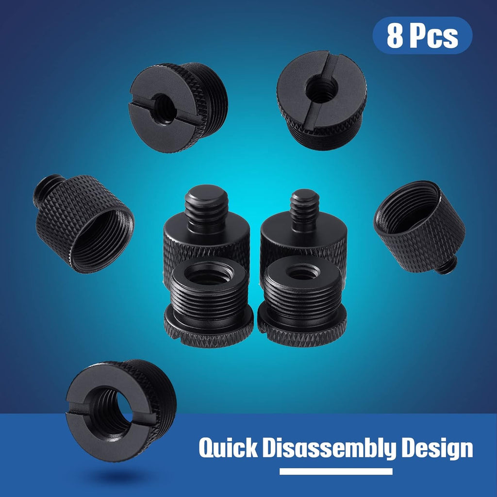 Buy now 8 Pieces Mic Stand Adapter 5/8 Female to 3/8 Male and 3/8 Female to 5/8 Male, 5/8 Female to 1/4 Male and 1/4 Female to 5/8 Male Screw Thread Adapter Mic Thread Adapter Set for Microphone (Black) at indiglob india