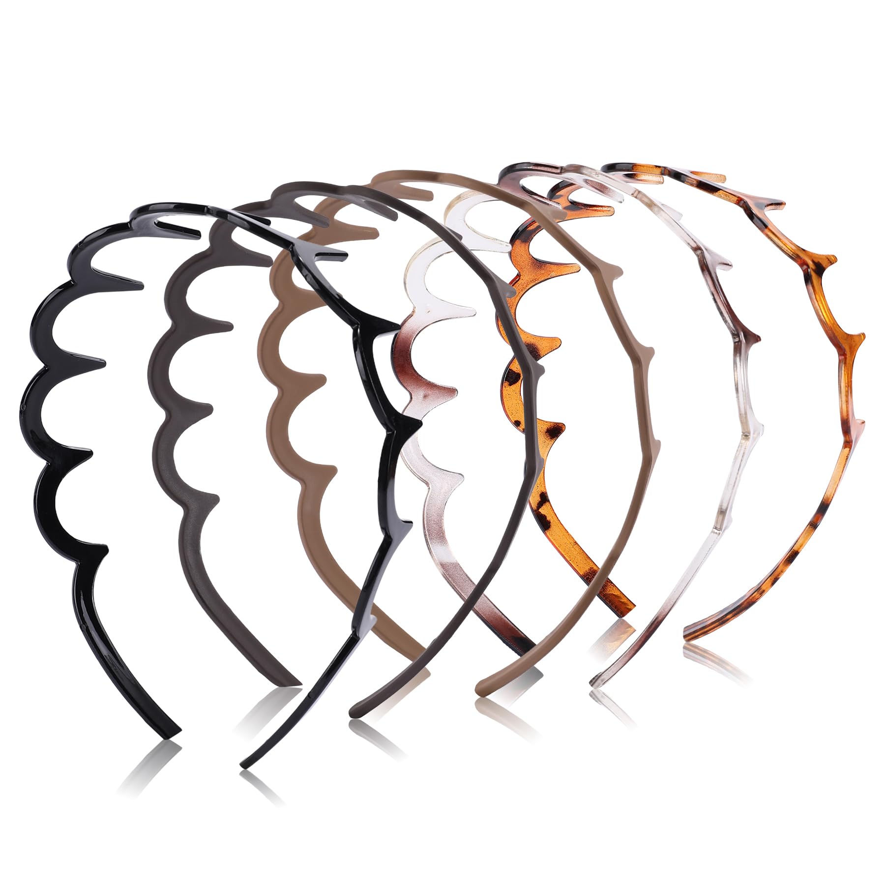 5 Pack Zig Zag Headbands for Women, Non-Slip Wavy Plastic Hair Comb Headbands with Teeth, U-Shape High Cranium Korean Style, Classic 90s Hair Accessories