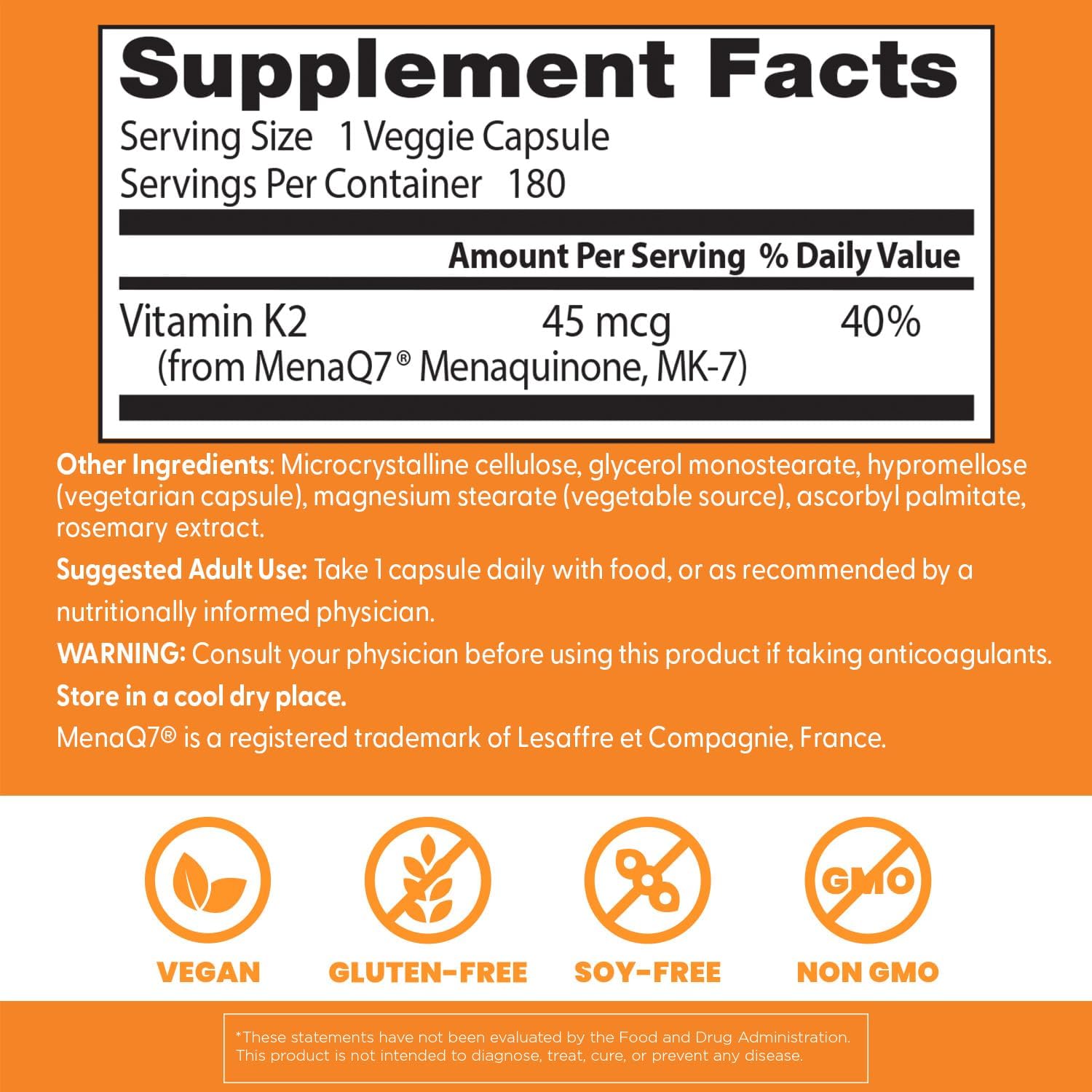 Buy now Doctor's Best Natural Vitamin K2 Mk-7 Capsule , Supports Bone Health & Soft Tissue Elasticity, 180 Ct at indiglob india