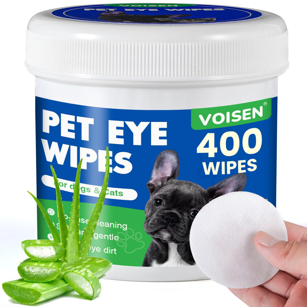 VOISEN 400Pcs Eyes Wipes for Dogs, Pet Tear Stain Remover Wipes