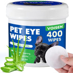 VOISEN 400Pcs Eyes Wipes for Dogs, Pet Tear Stain Remover Wipes