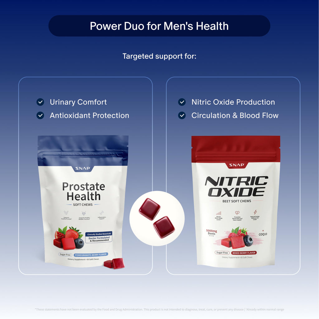Snap Supplements Prostate Health + Nitric Oxide Bundle, 60 Soft Chews Each