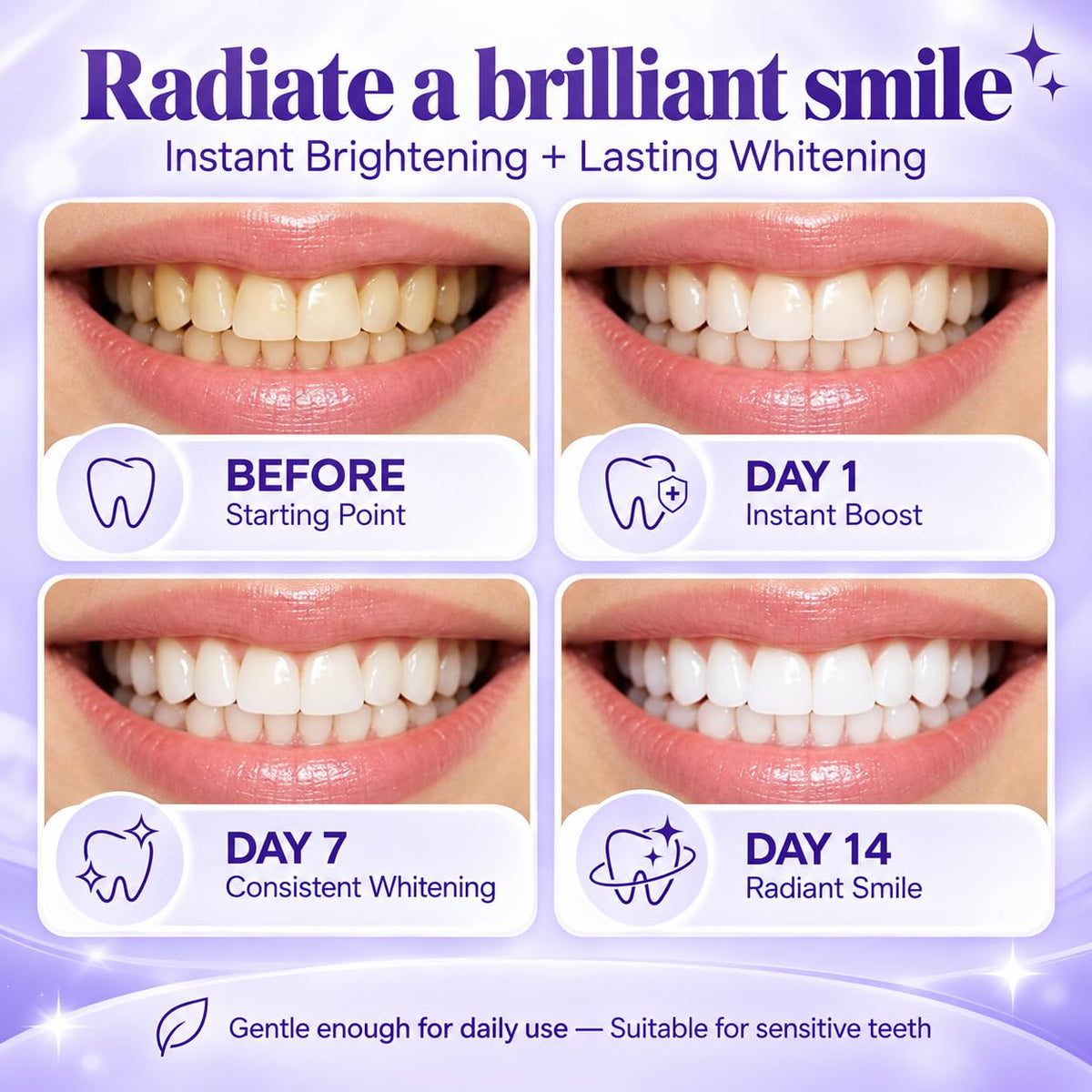 Purple Mouthwash Whitening Sachets 40 Pack, Color Correcting Mouthwash - Peroxide & Alcohol Free, Freshens Therabreath, Oral Care Supports, Mint Flavor