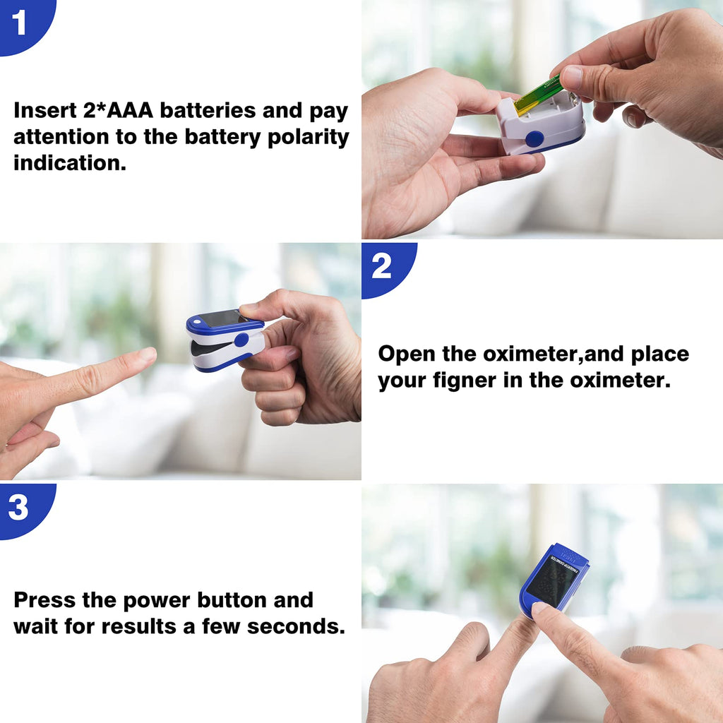 Fingertip Pulse Oximeter Blood Oxygen Saturation Monitor with OLED Screen Included Lanyard