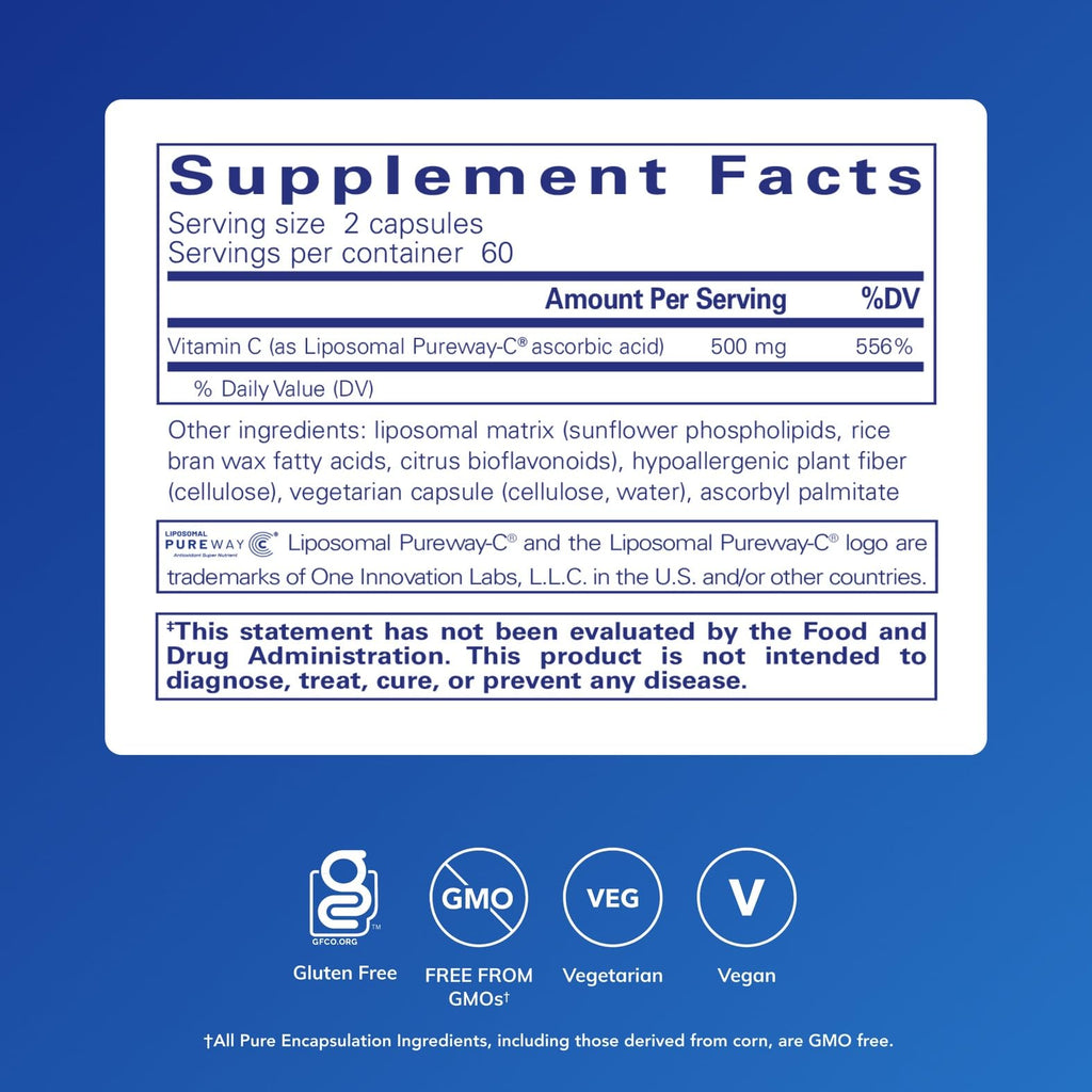 Pure Encapsulations Liposomal Vitamin C, 120 Capsules | Immune Support Supplement*, Antioxidant Nourishment, Daily Vitamin, Non-GMO and Gluten-Free
