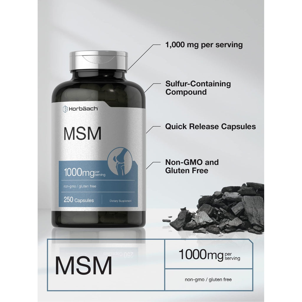 Horbäach MSM Supplement Capsules | 1000mg | 250 Count