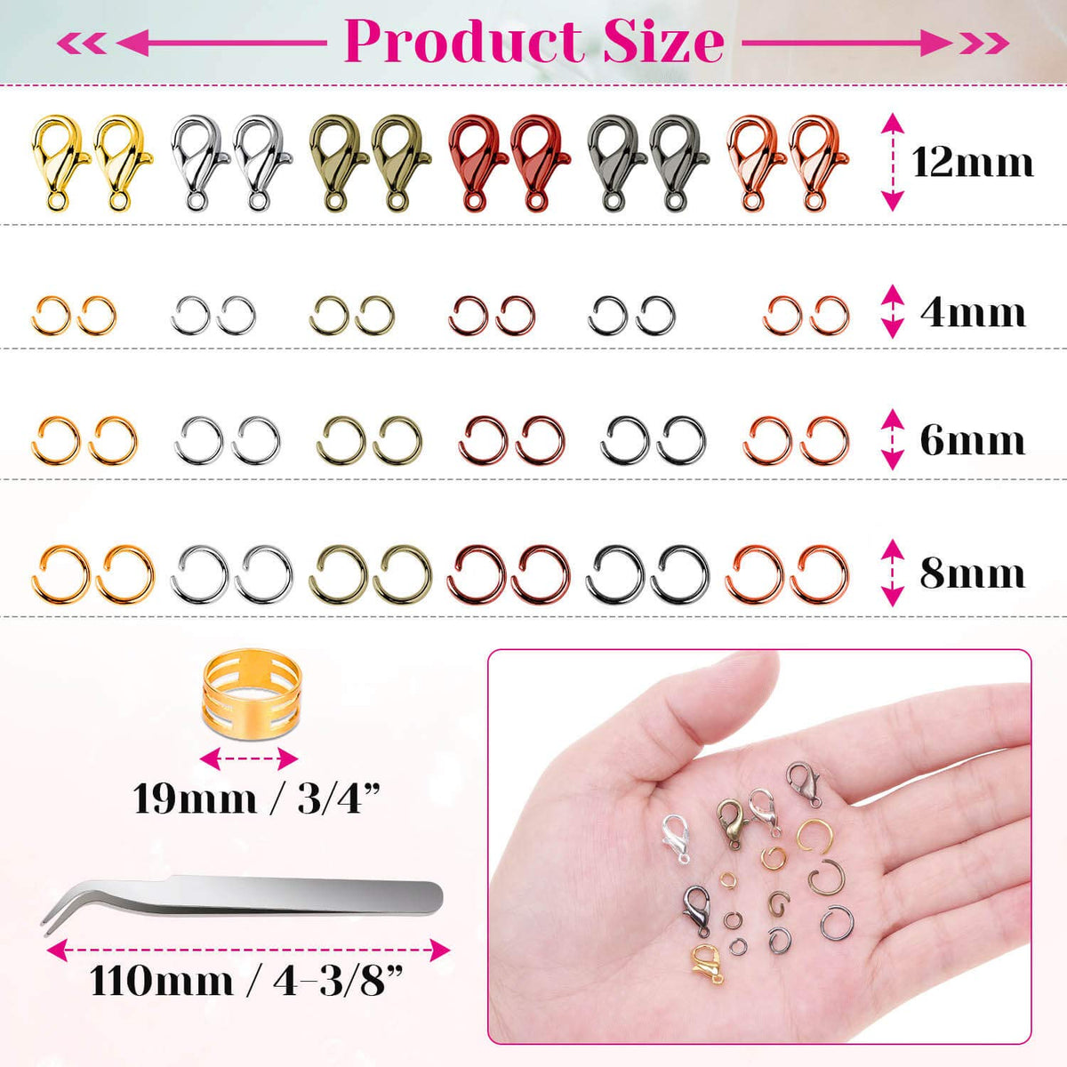 Jump Rings, Cridoz 2340Pcs Open Jump Rings and Lobster Clasps Jewelry Making Supplies Kit for Necklace and Jewelry Repair