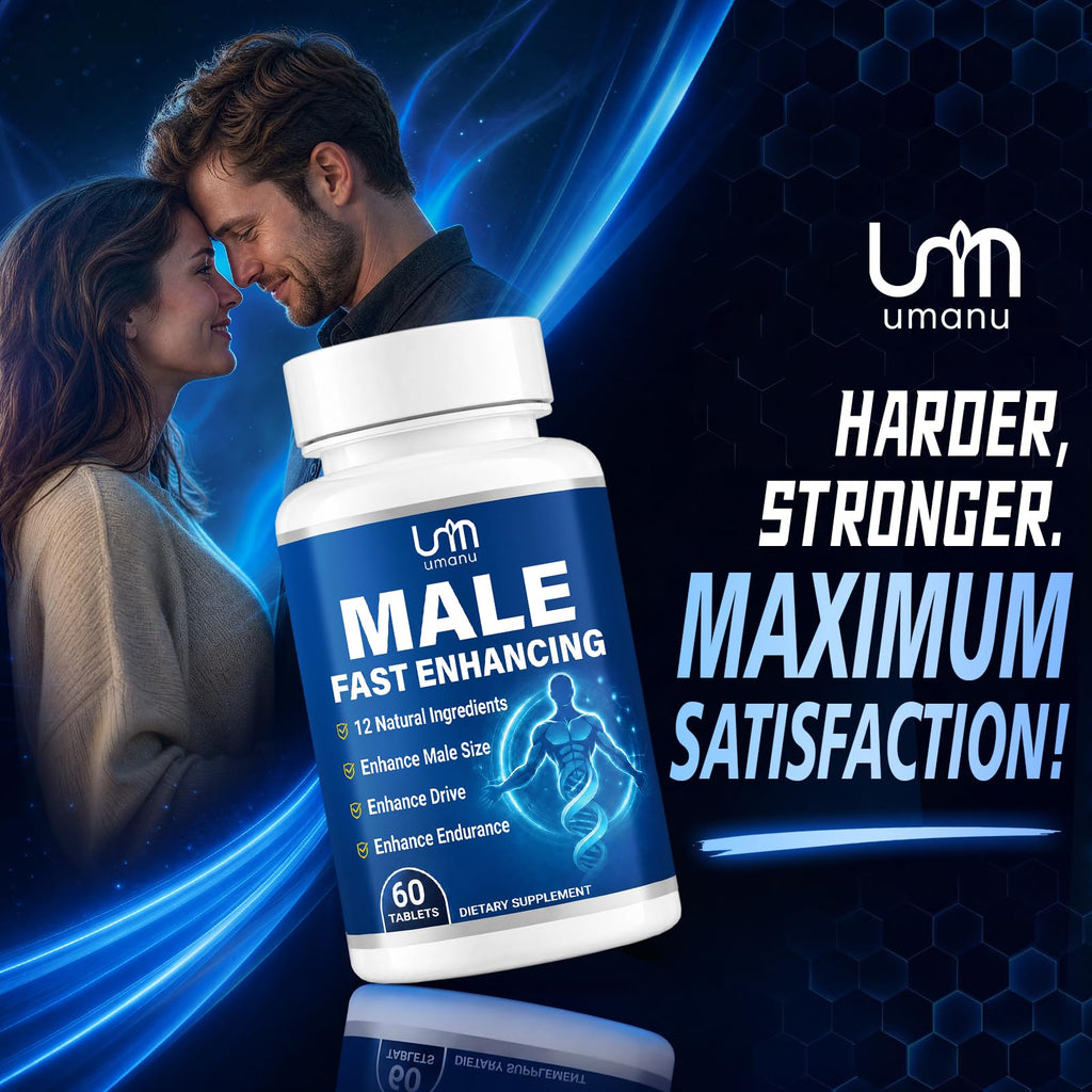 Umanu New Male Enhancing Supplement for Blood Flow, Length, Girth & Stamina – Fast Acting with Maca, Epimedium & Natural Ingredients – 3rd Party Tested (60 Pills)