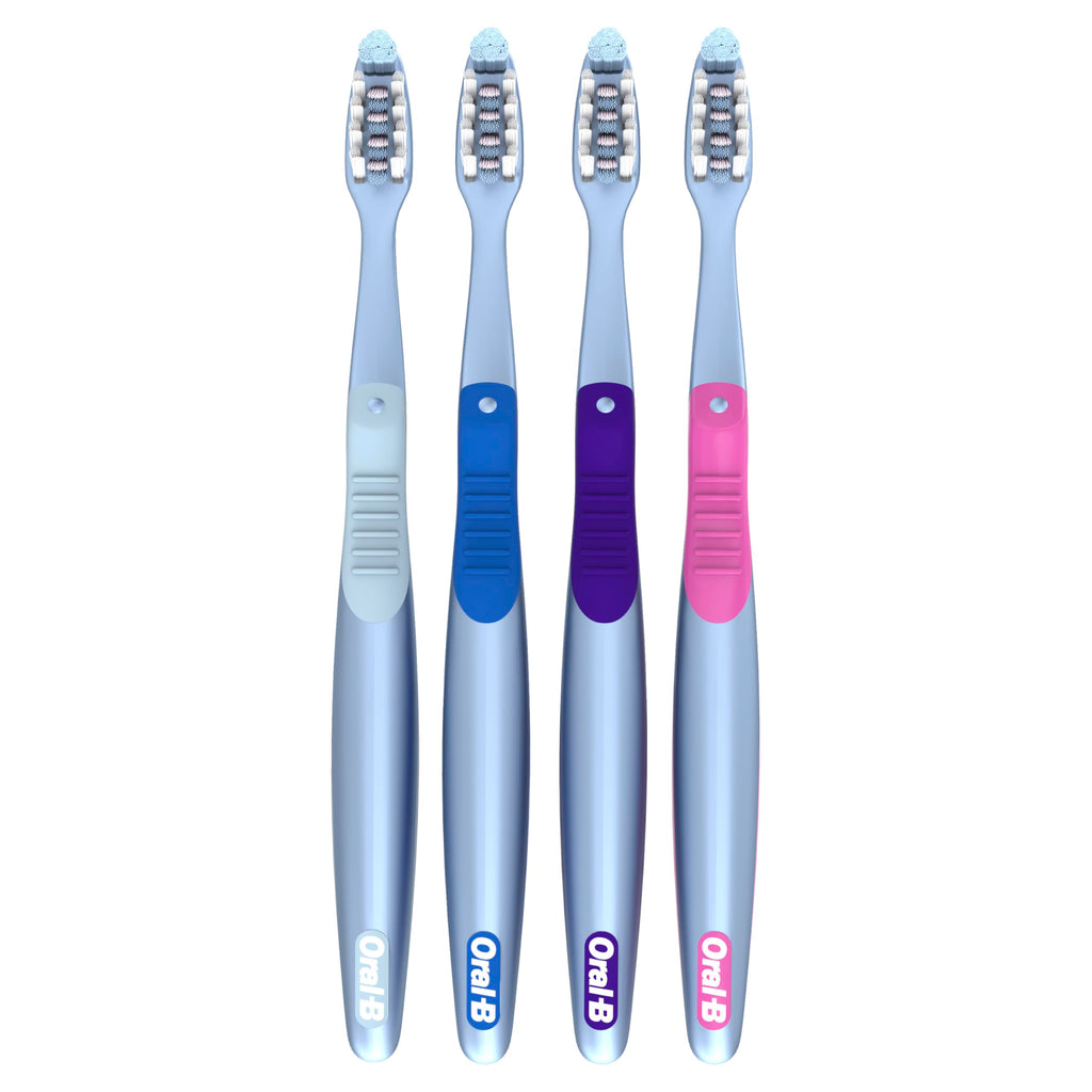 Oral-B Toothbrush Pro-Health Plaque Eraser Manual Toothbrush, Reaches Deeper Between Teeth, Soft, 4 Count