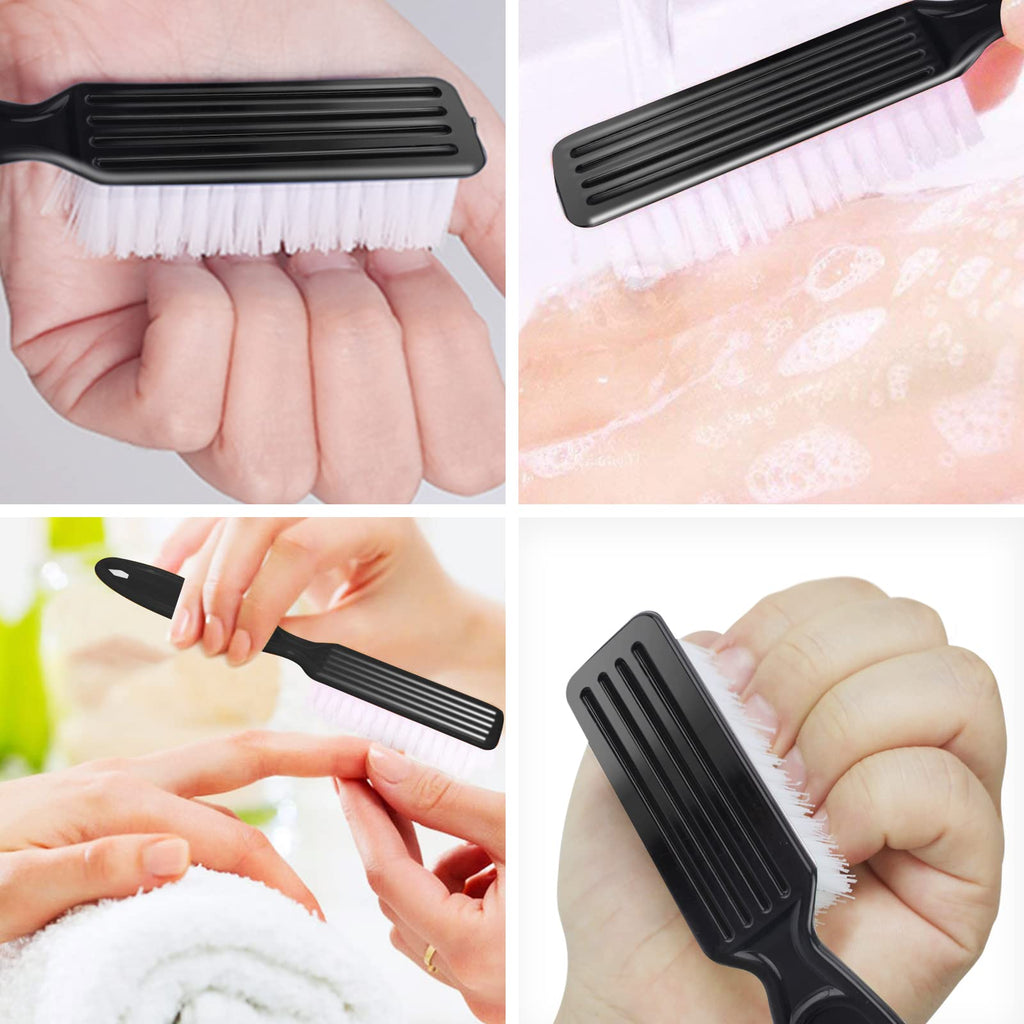 6 Pack Nail Brush Cleaning Nail Dust Brush, HOFASON Nail Brush for Cleaning Fingernails, Handle Grip Nail Brush Cleaner for Nail and Toenail Foot Manicure Pedicure Tools Scrub Brush Men Women (Black)
