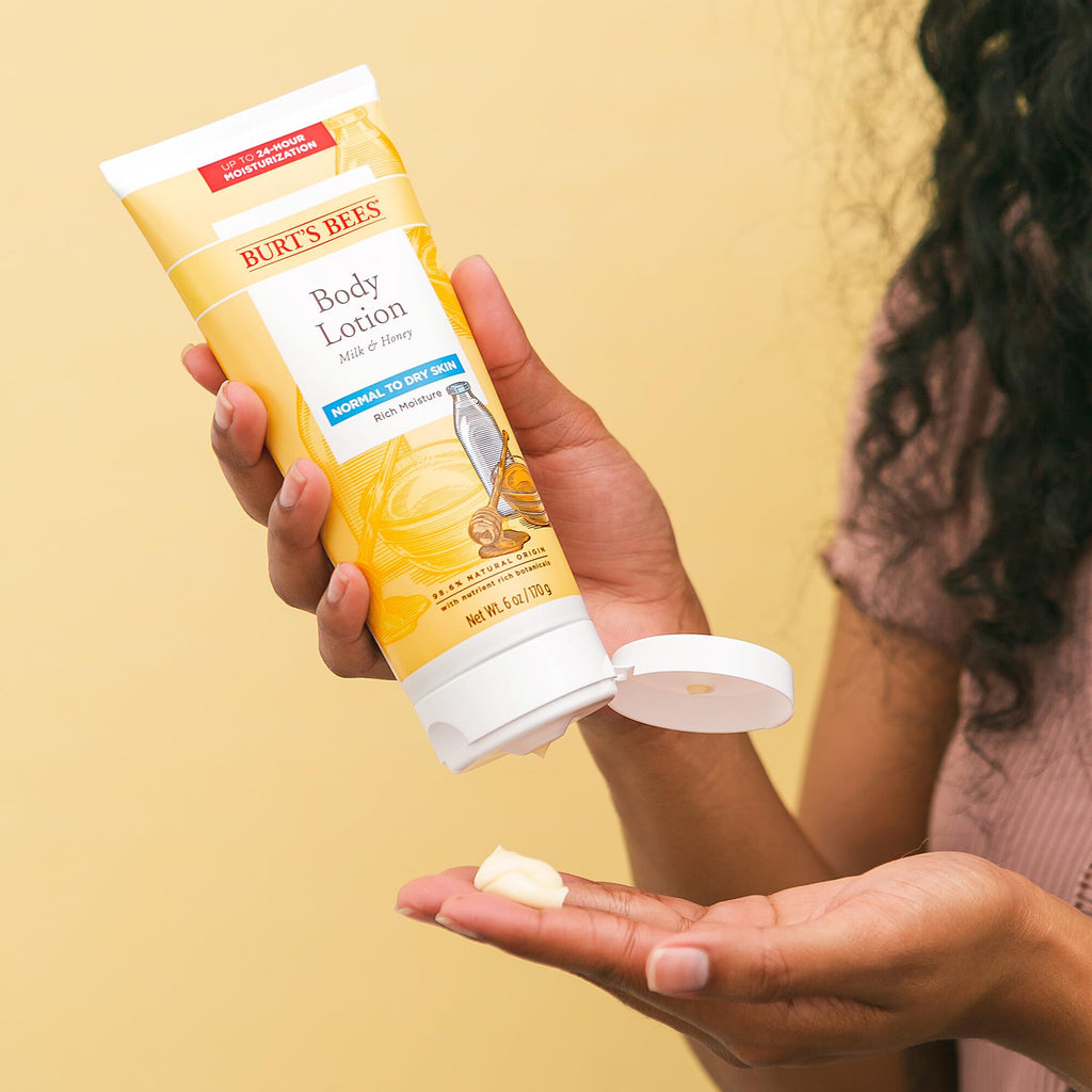 Buy now Burt's Bees, Body Lotion with Milk and Honey, Moisturizing Lotion for Normal to Dry Skin, 98.6% Natural Origin Skin Care, 6 oz Bottle (3-Pack) at indiglob india