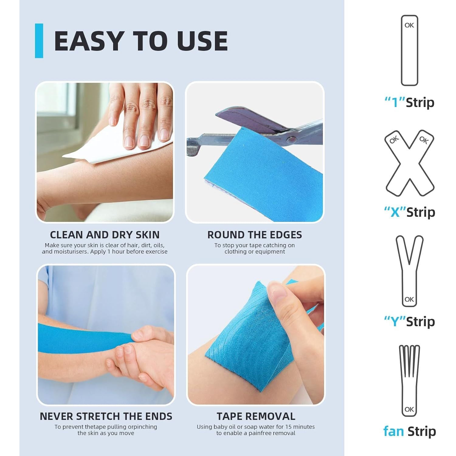 Buy now OK TAPE Kinesiology Tape 10 inches Precut, 20 Strips, Cotton Elastic Athletic Tape Latex Free, 2in x 16ft, Black at indiglob india
