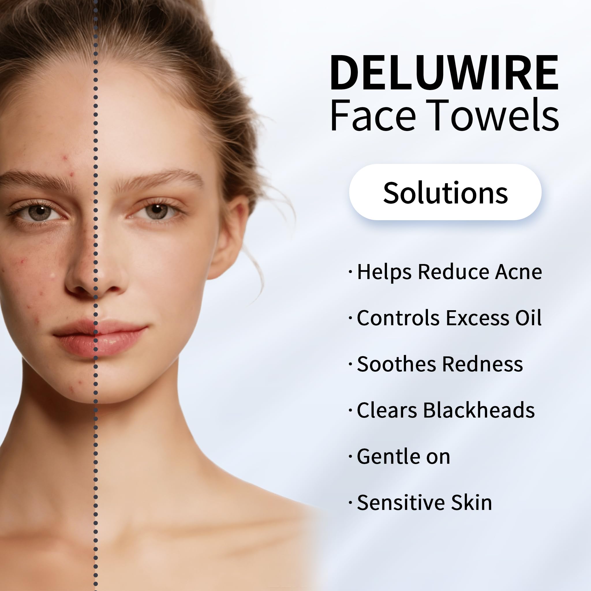 Face Towels Disposable XL 10"×12", Ultra Soft Facial Towels, 50 Count | Thick Biodegradable Face Towels, Plant Fiber Dry Wipes for Sensitive Skin, Makeup Remover & Face Cleansing