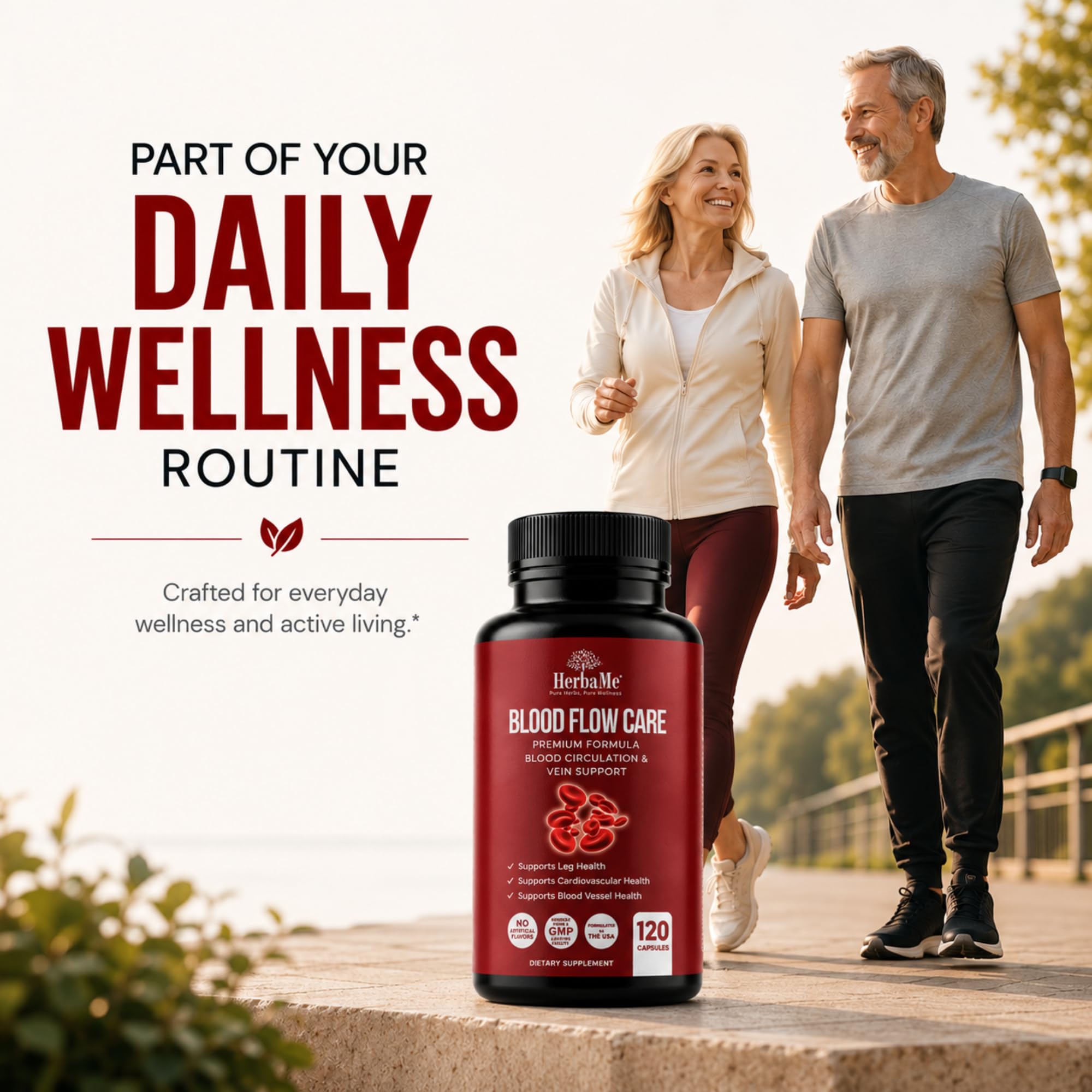 Blood Flow Care Blood Circulation & Leg Vein Support, 120 Capsules | Horse Chestnut, Cayenne Pepper, Diosmin & Butcher's Broom for Healthy Blood Flow, Vascular Function & Leg Comfort