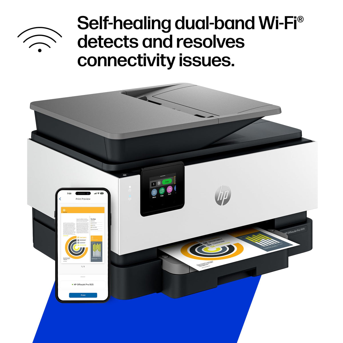 HP OfficeJet Pro 9125 Wireless All-in-One Color Inkjet Printer, Print, Scan, Copy, Fax, ADF, Duplex Print/scan, Best-for-Office, 3 Month Trial of Instant Ink Included, AI-Capable (C2VZ0A)