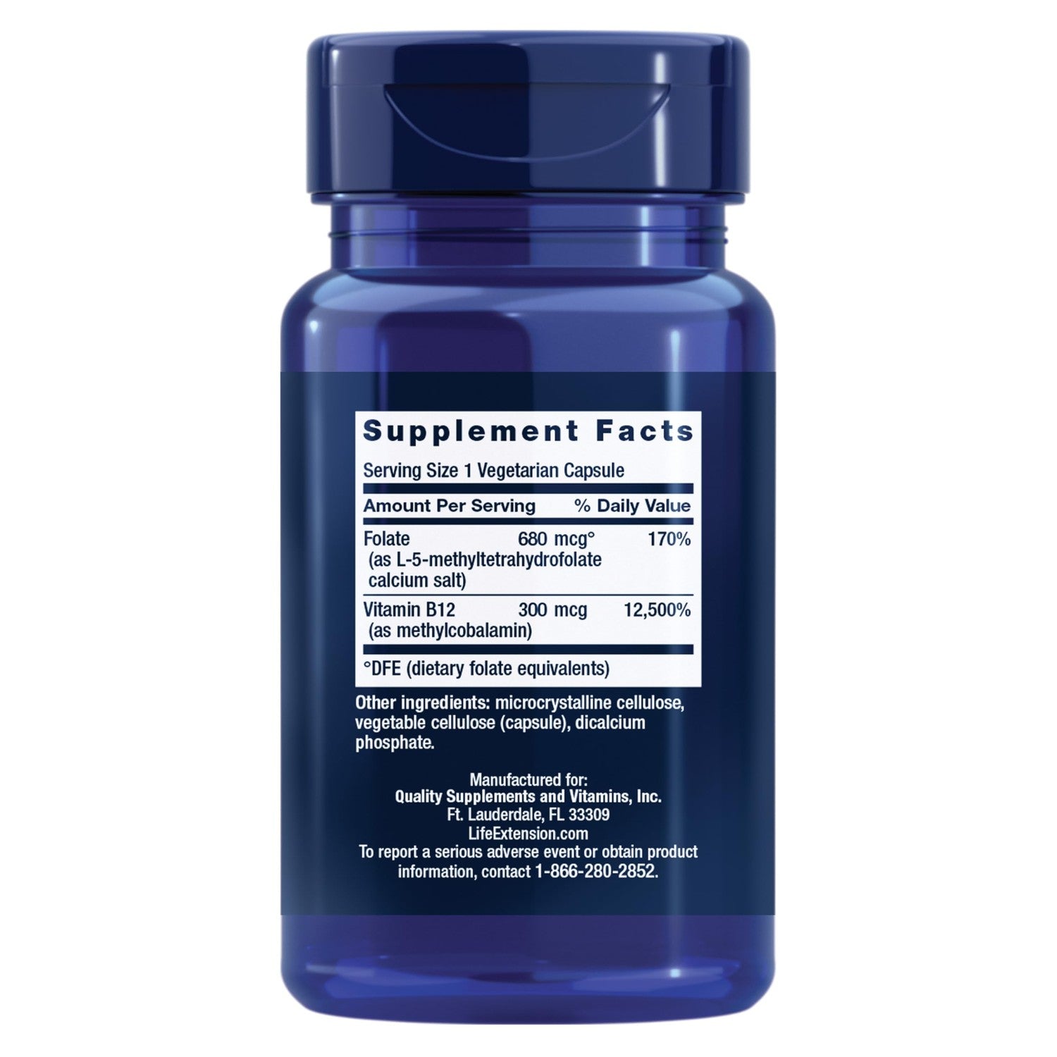 Life Extension BioActive Folate & Vitamin B12, Promotes Heart, Brain & GI Tract Health, Non-GMO, Gluten-Free, Vegetarian, 90 Capsules | BioActive Folate & Vitamin B12 Promotes Heart, Brain & GI Tract Health, Non-GMO, Gluten-Free & Vegetarian