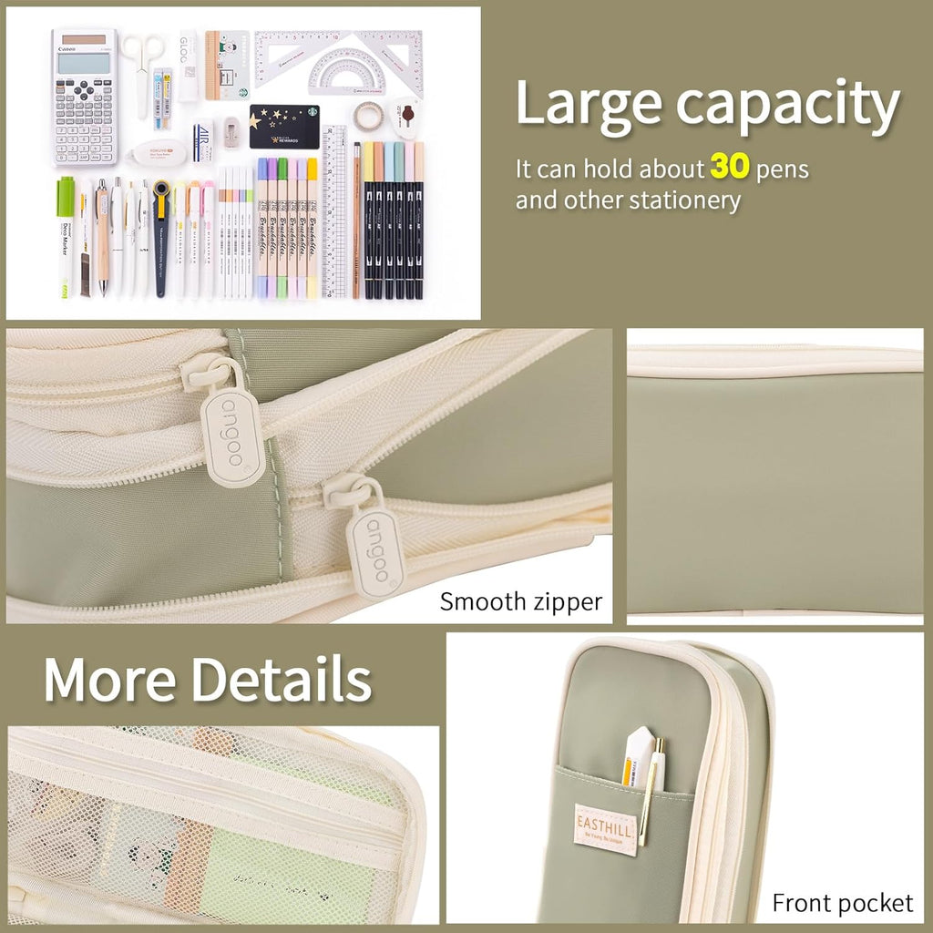 Buy now EASTHILL Big Capacity Pencil Case Large Pencil Pouch Stationery Pen Bag for Teen Girls-Green at indiglob india