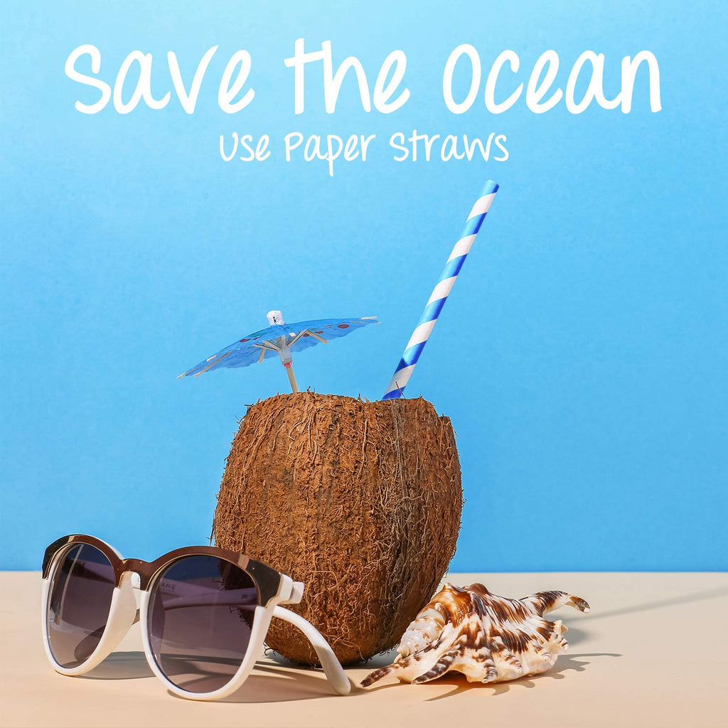 Weemium Paper Straws Disposable - 200 Pack - Durable & Non-Soggy Striped Paper Straws for Drinking in 10 Colors - 100% Biodegradable & Eco-Friendly for Parties, Events, Crafts & Everyday Use