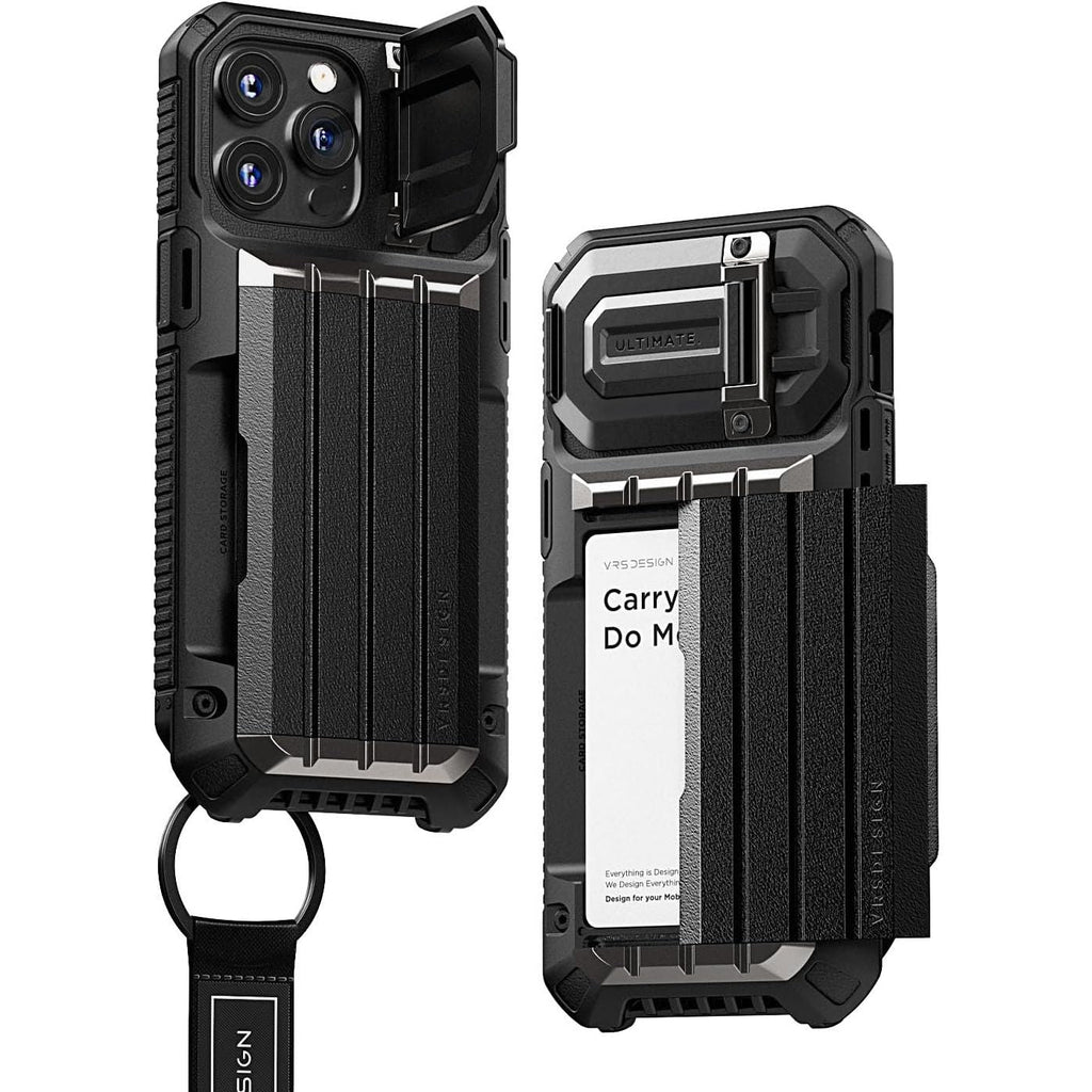 Buy now VRS DESIGN Damda Glide Ultimate for iPhone 15 Pro Max (2023), Premium Sturdy Fully Covered Camera Lens Protection Wallet Case with Multi-Functional Strap (Matte Black) at indiglob india