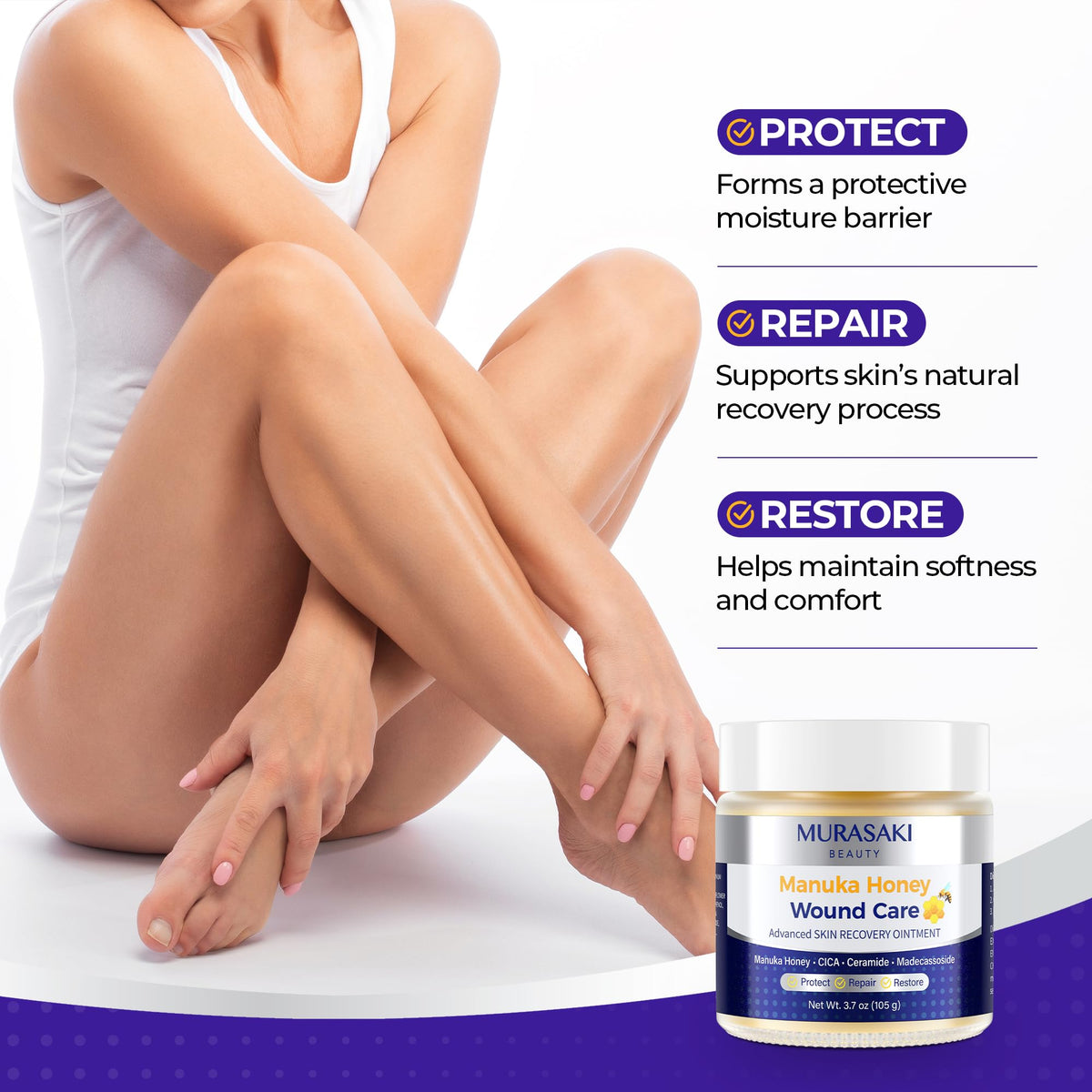 Manuka Honey Wound Care Skin Moisturizing Recovery Barrier Balm 3.7oz(105g)