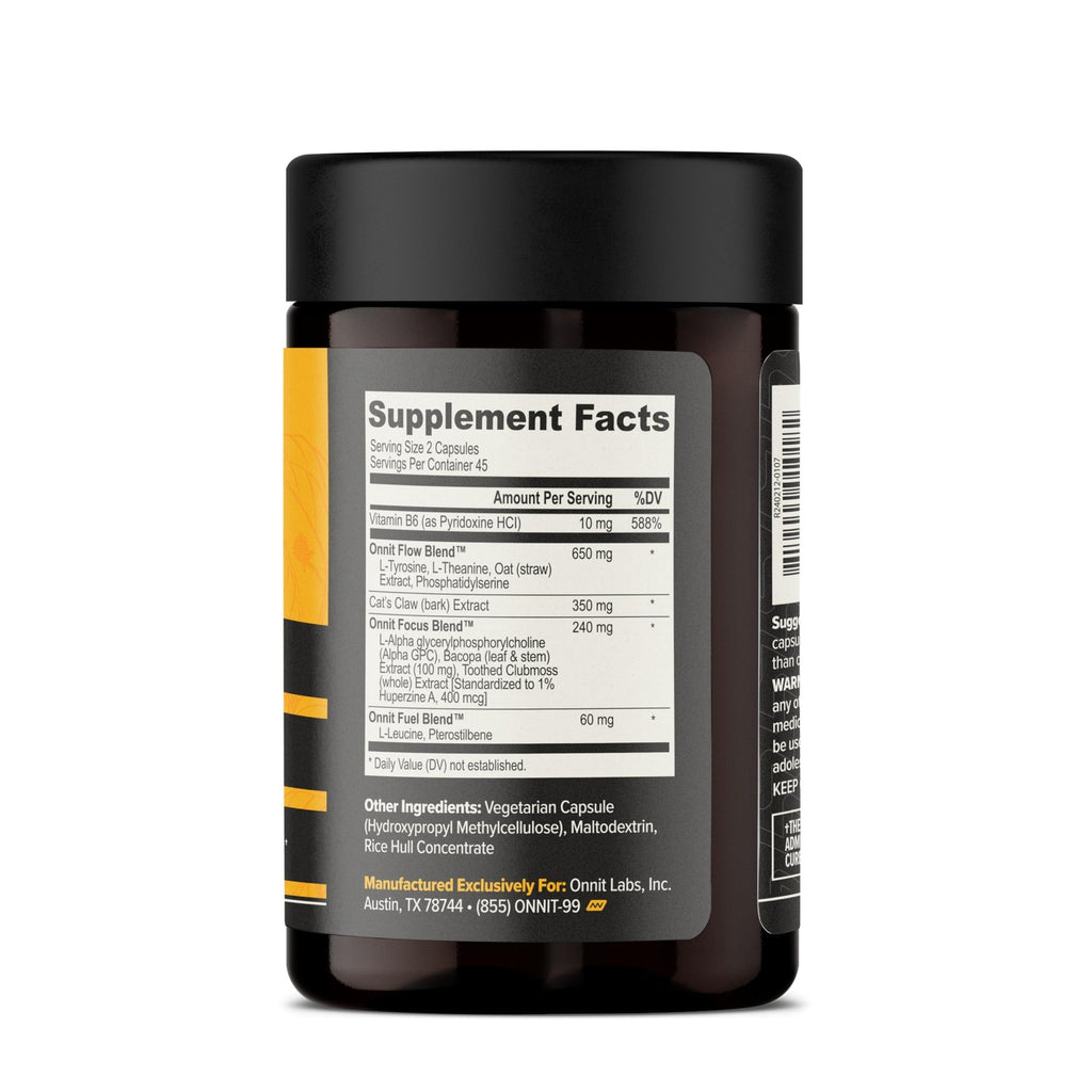 ONNIT Alpha Brain Nootropic Brain Supplement for Focus & Memory, 90 Count | IGEN Non-GMO Tested; L-Theanine, Alpha GPC & Vitamin B6; brain supplement for memory, focus & mental clarity, men & women