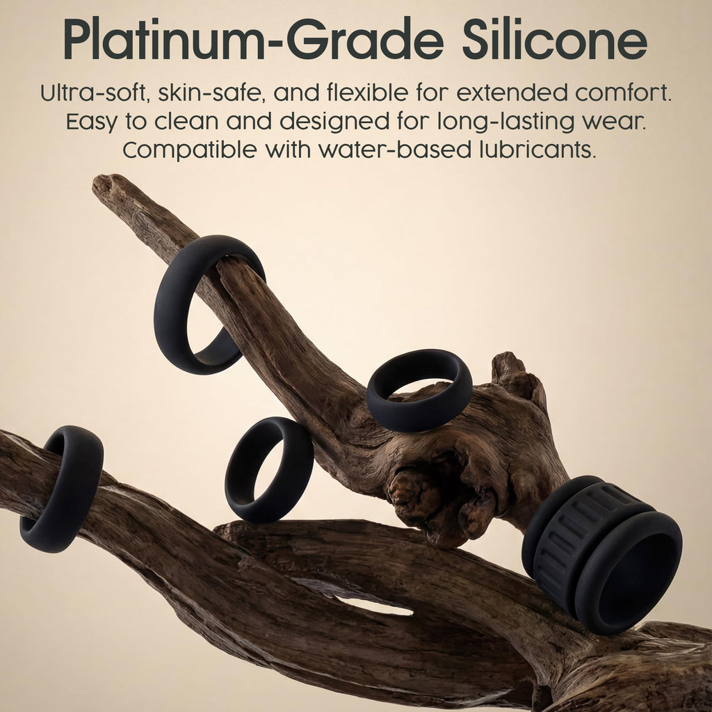 6-Piece Silicone Cock Ring Set, Penis Ring and Ball Stretcher for Men