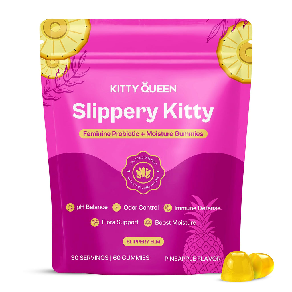 KITTYQUEEN Slippery Kitty Vaginal Probiotic and Moisture Gummies, 60 Count