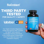 BioEmblem Magnesium Glycinate Complex, 300mg Per Serving, 90 Capsules | Triple Magnesium Citrate & Malate - NSF & Labdoor Certified - Muscle & Nerve Function - Vegan, Non-GMO Chelated Formula