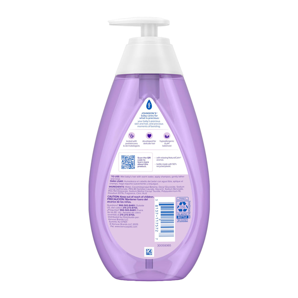 Johnson's Baby Calming Shampoo with Soothing NaturalCalm Aromas, Gentle, Hair Wash, Baby Essentials, Hypoallergenic, No Added Parabens and Sulfates, Baby Essentials, 20.3 fl. Oz