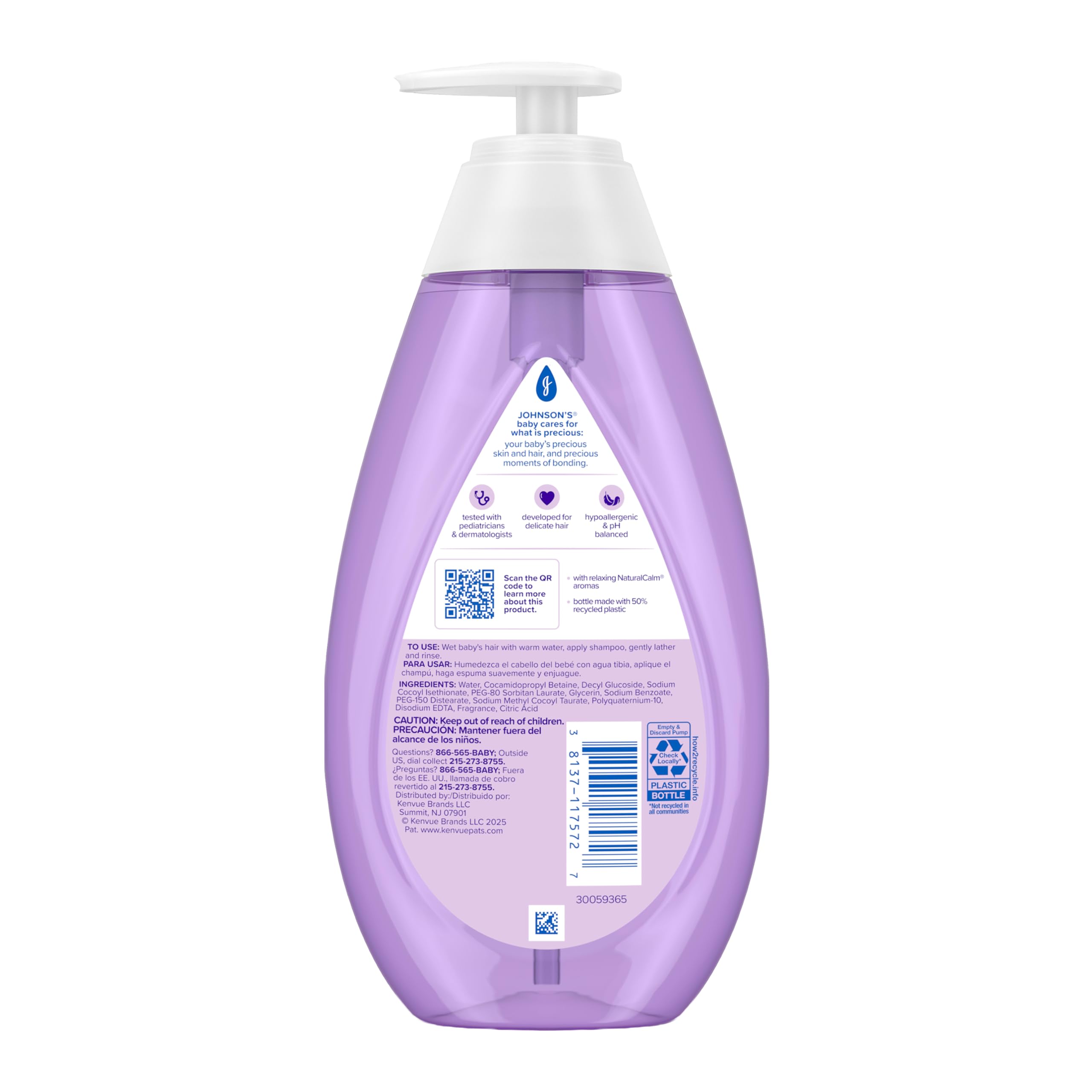 Johnson's Baby Calming Shampoo with Soothing NaturalCalm Aromas, Gentle, Hair Wash, Baby Essentials, Hypoallergenic, No Added Parabens and Sulfates, Baby Essentials, 20.3 fl. Oz