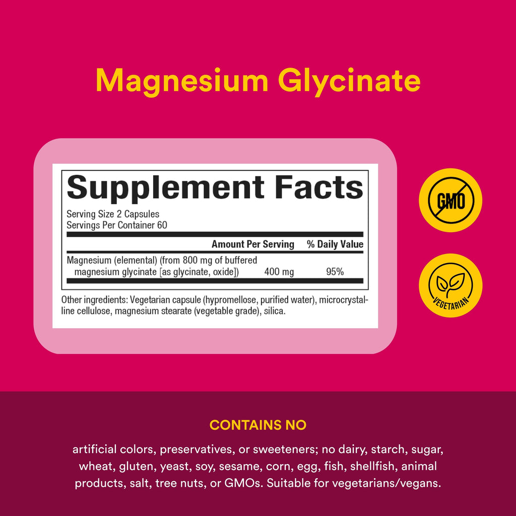 Natural Factors Magnesium Glycinate 400 mg for Stress Support*,120 Servings