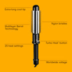 Conair Instant Heat Curling Iron Brush with 1-1/4 in Barrel, 25 Heat Settings, 30-Second Heat-Up, and Dual Voltage, Travel Ready Hair Styling Tool for Medium & Short Hair, Black, BC86N