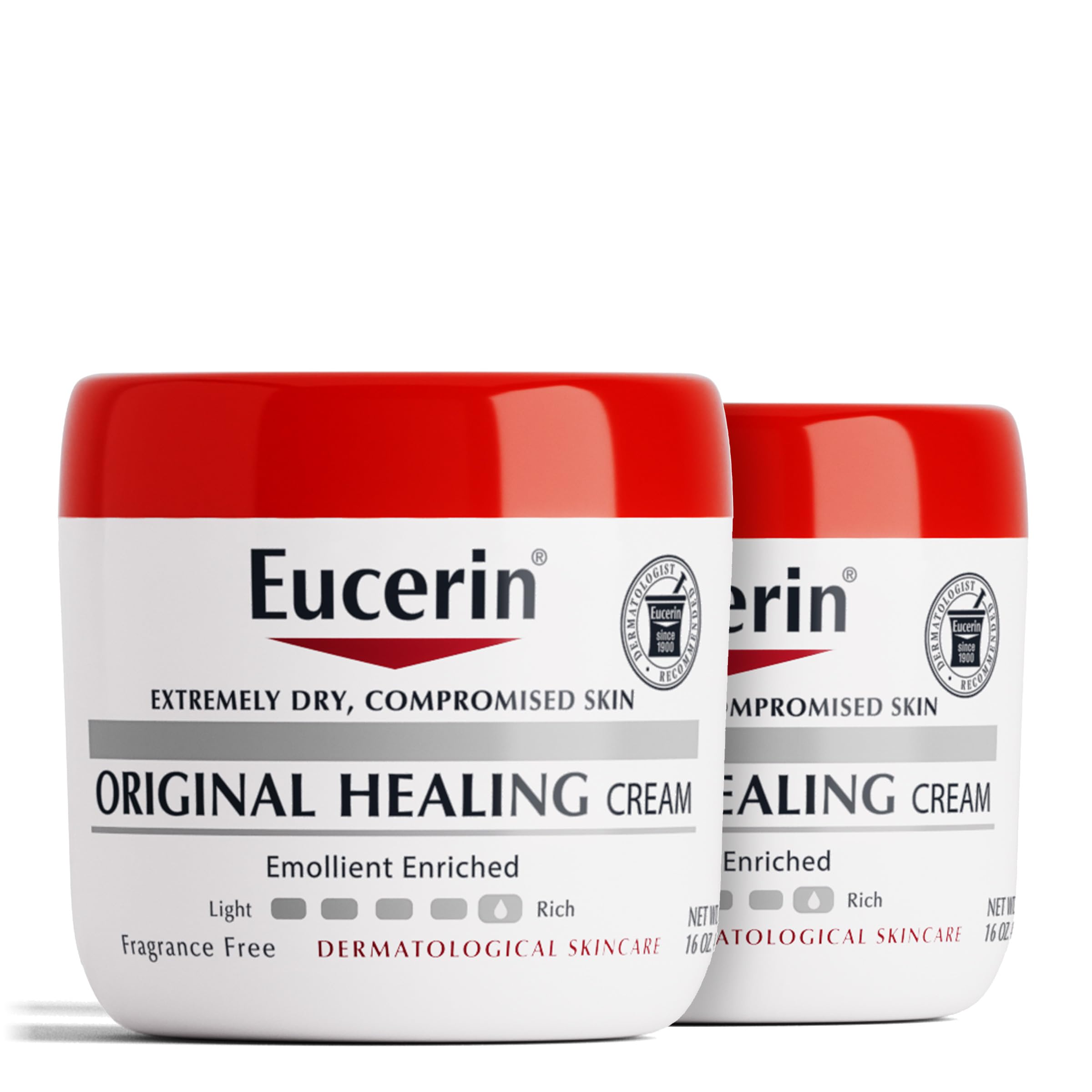 Eucerin Original Healing Cream, Emollient Enriched, 2 x 16 OZ | Unscented Body Cream for Extra Dry and Compromised Skin, Emollient Enriched Body Moisturizer, Long-Lasting Hydration