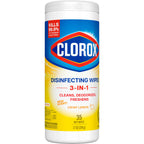 Buy now Clorox Disinfecting Cleaning Wipes, Bleach Free, Crisp Lemon, 35 Count (Pack May Vary) at indiglob india