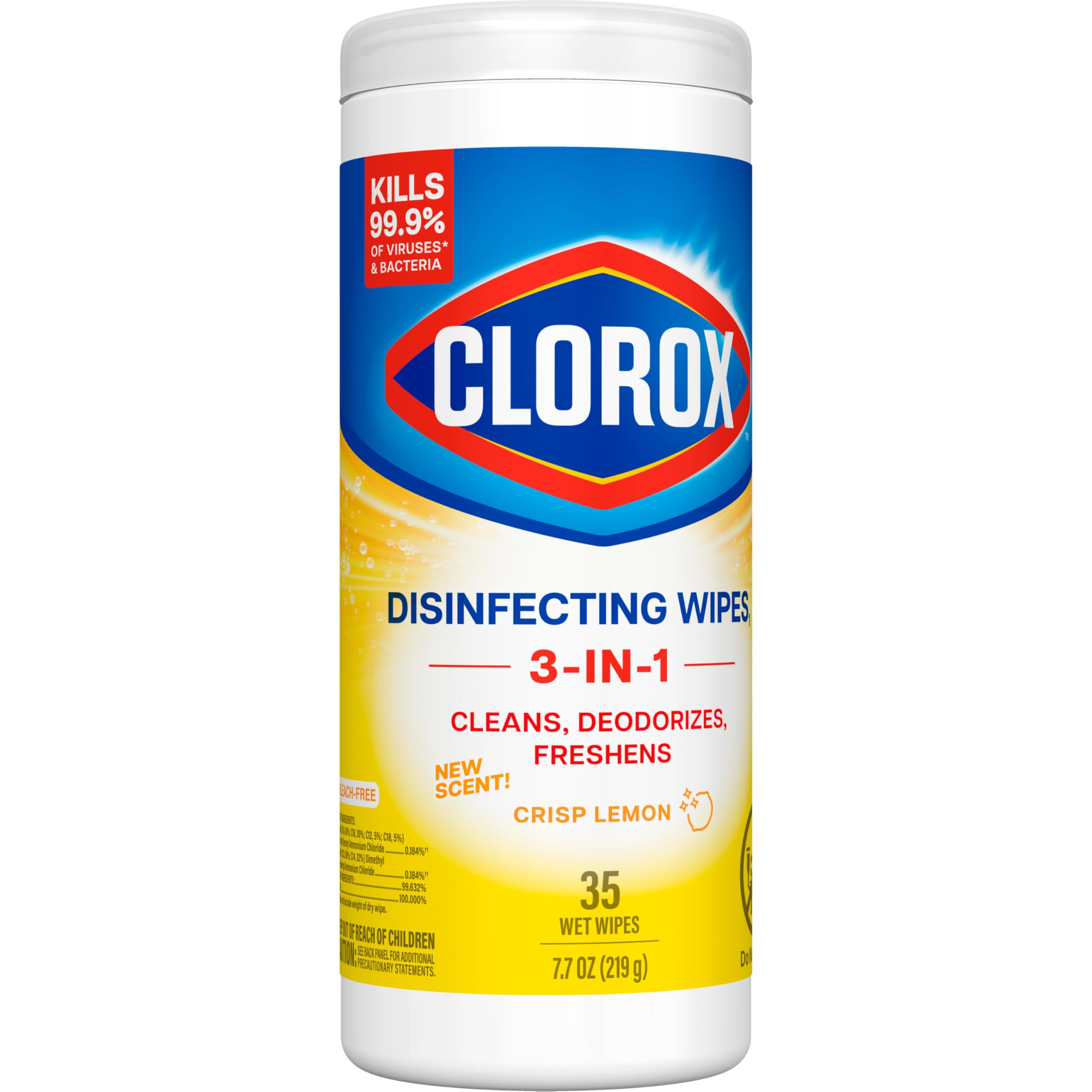 Buy now Clorox Disinfecting Cleaning Wipes, Bleach Free, Crisp Lemon, 35 Count (Pack May Vary) at indiglob india