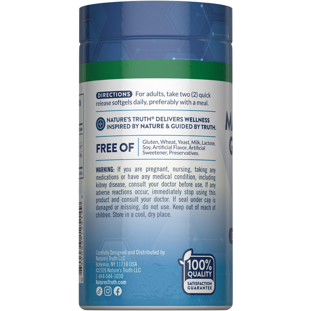 Nature's Truth Magnesium Glycinate Softgels | 250mg | 60 Pills