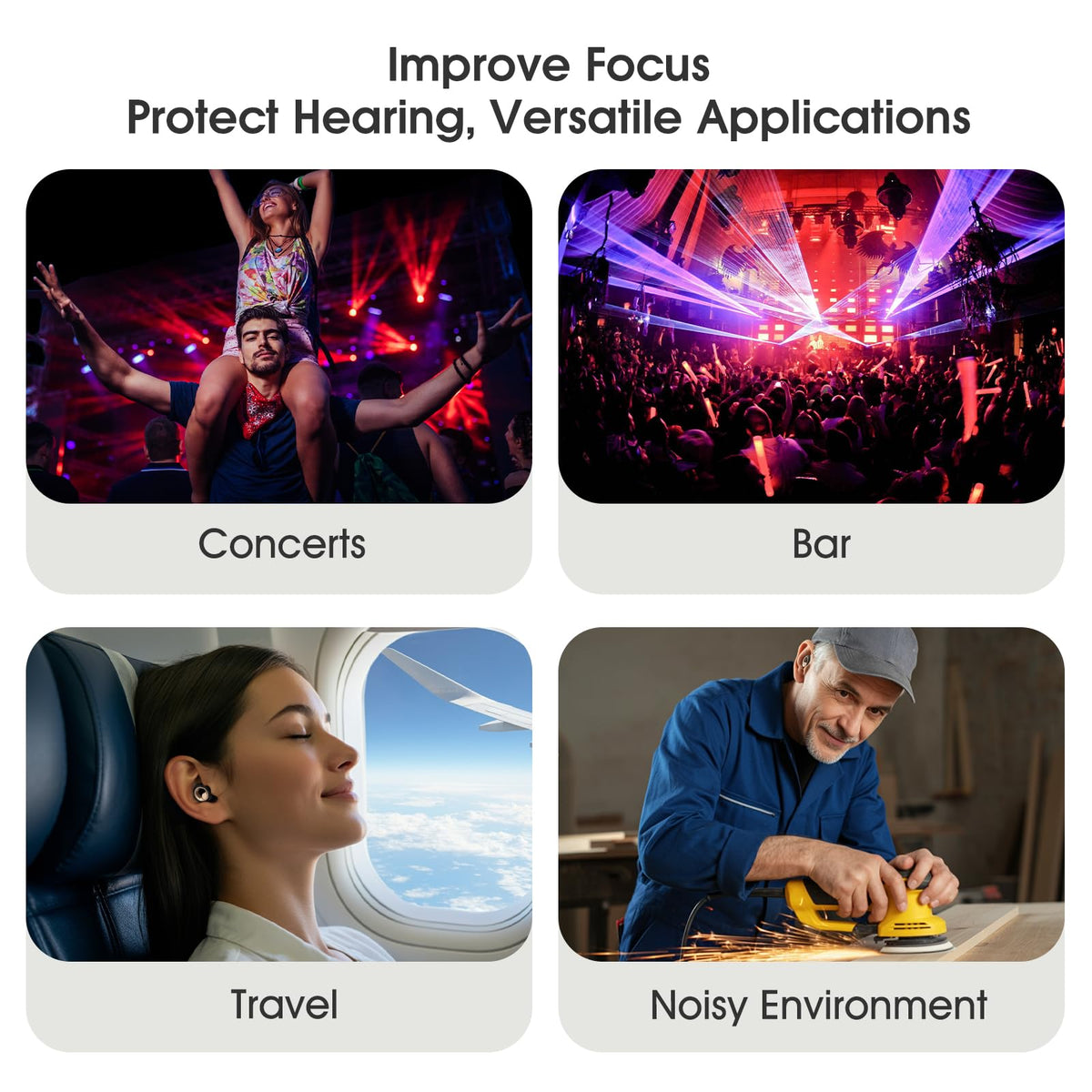Ear Plugs for Sleeping Noise Cancelling, Reusable Silicone Ear Plugs for Noise Reduction, Soft Hearing Protection with 8 Ear Tips for Concerts, Work, Swimming, and Travel(Dark Gray)