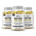 Organics Ocean Better D3 + K2-100% Organic VIT D3 and K2 Supplements with Maximum Bioavailability - Supports Bone Density, Calcium Balance, Immunity & Mood - 3-Pack, 90-Day Supply