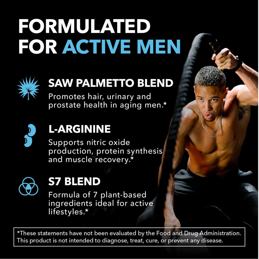 Saw Palmetto and L-Arginine for Men Capsules for Men's Health, 30 Servings
